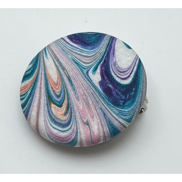 Abstract Swirl Fabric Scarf Clip Blue Purple Round Flowing Space - Picture 6 of 6